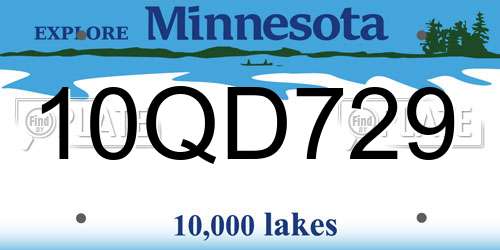 10QD729 Minnesota License Plate