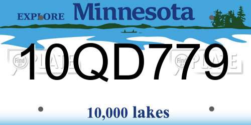 10QD779 Minnesota License Plate