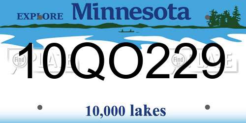 10QO229 Minnesota License Plate