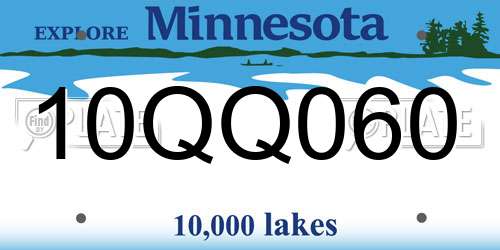 10QQ060 Minnesota License Plate