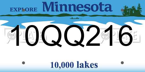 10QQ216 Minnesota License Plate