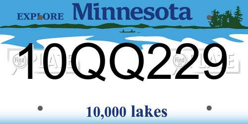 10QQ229 Minnesota License Plate