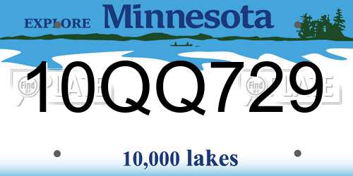 10QQ729 Minnesota License Plate