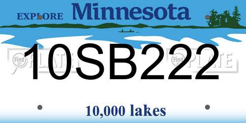 10SB222 Minnesota License Plate