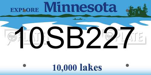 10SB227 Minnesota License Plate