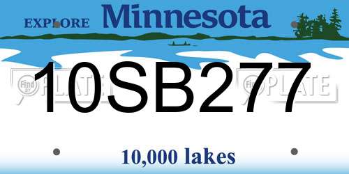 10SB277 Minnesota License Plate
