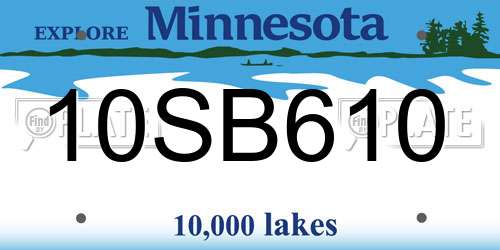 10SB610 Minnesota License Plate