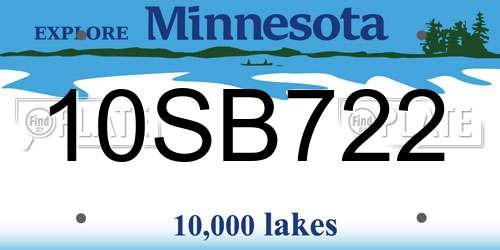 10SB722 Minnesota License Plate