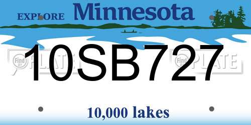 10SB727 Minnesota License Plate