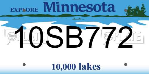 10SB772 Minnesota License Plate