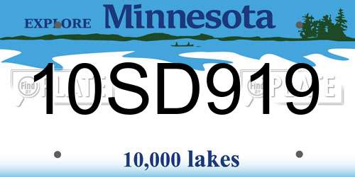 10SD919 Minnesota License Plate