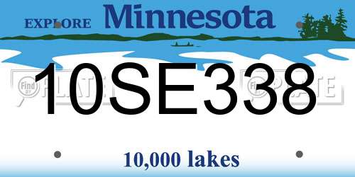 10SE338 Minnesota License Plate