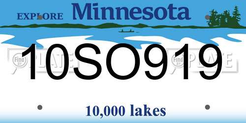 10SO919 Minnesota License Plate