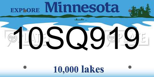 10SQ919 Minnesota License Plate