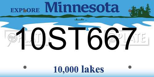 10ST667 Minnesota License Plate