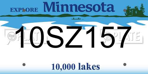 10SZ157 Minnesota License Plate