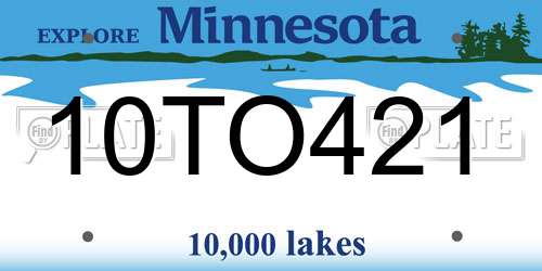 10TO421 Minnesota License Plate