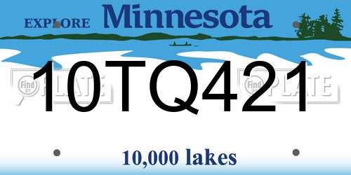 10TQ421 Minnesota License Plate