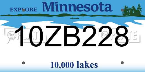 10ZB228 Minnesota License Plate