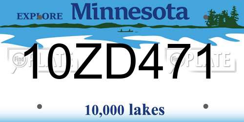 10ZD471 Minnesota License Plate