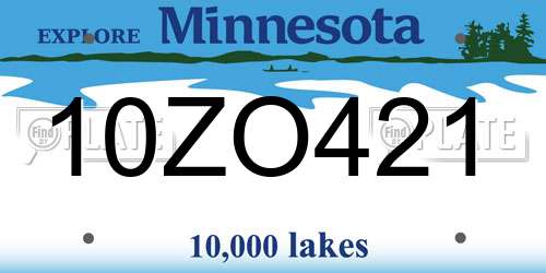 10ZO421 Minnesota License Plate
