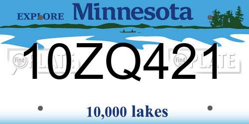 10ZQ421 Minnesota License Plate