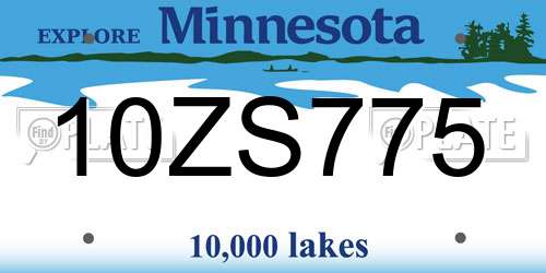10ZS775 Minnesota License Plate