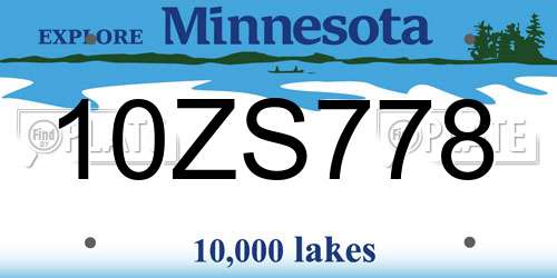 10ZS778 Minnesota License Plate