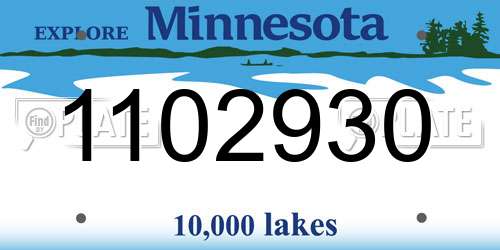 1102930 Minnesota License Plate