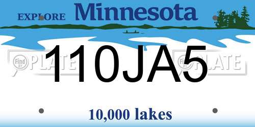 110JA5 Minnesota License Plate