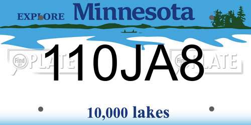 110JA8 Minnesota License Plate