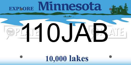 110JAB Minnesota License Plate