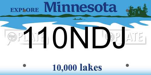 110NDJ Minnesota License Plate