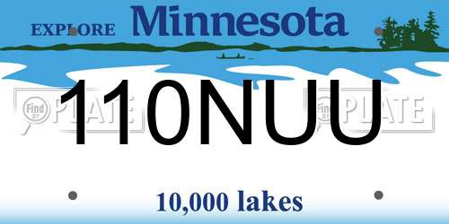 110NUU Minnesota License Plate