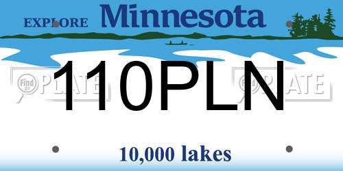 110PLN Minnesota License Plate