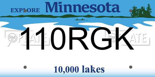 110RGK Minnesota License Plate