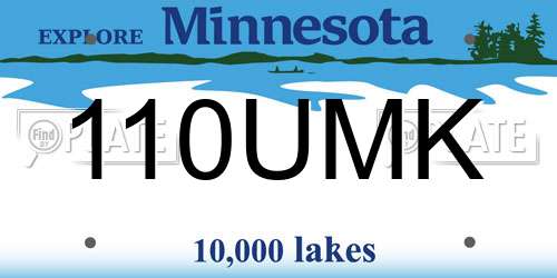 110UMK Minnesota License Plate