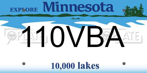 110VBA Minnesota License Plate