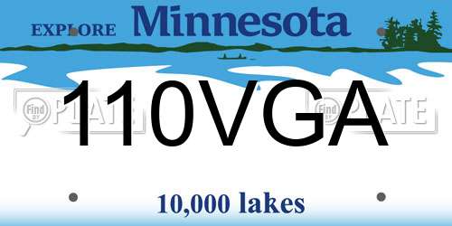 110VGA Minnesota License Plate