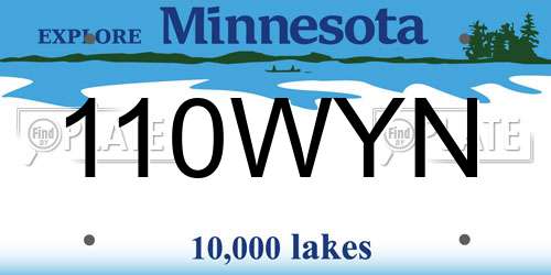 110WYN Minnesota License Plate