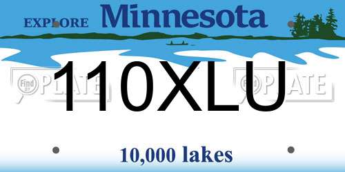 110XLU Minnesota License Plate