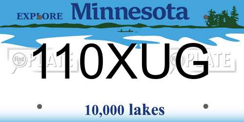 110XUG Minnesota License Plate