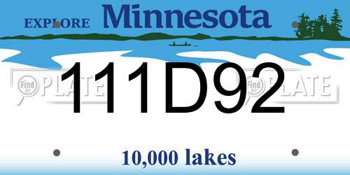 111D92 Minnesota License Plate