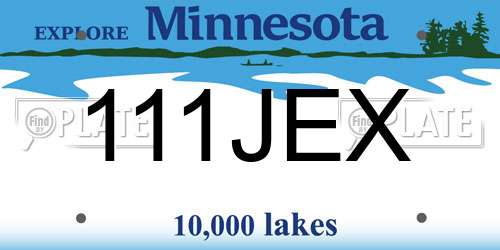 111JEX Minnesota License Plate
