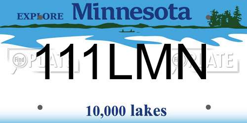 111LMN Minnesota License Plate