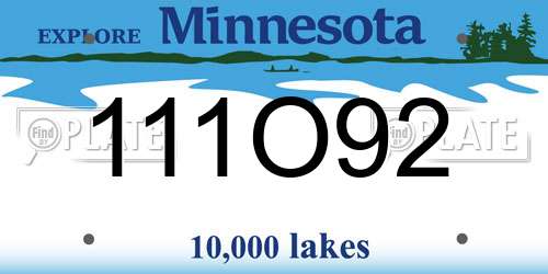 111O92 Minnesota License Plate