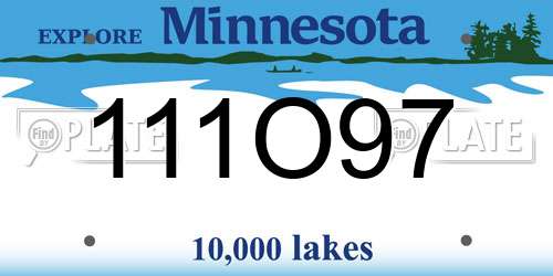 111O97 Minnesota License Plate