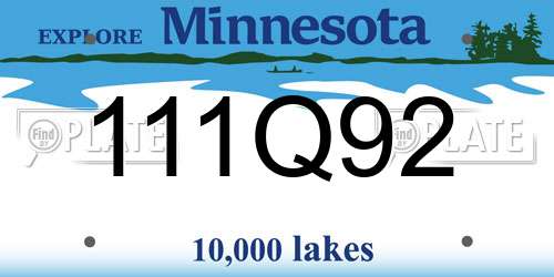 111Q92 Minnesota License Plate
