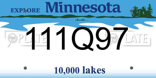 111Q97 Minnesota License Plate