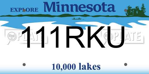 111RKU Minnesota License Plate